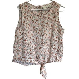 Cynthia Rowley Floral Linen Tie Front Tank Top